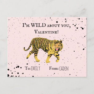 Wild over je Valentijn Tiger Kinder klaslokaal Briefkaart