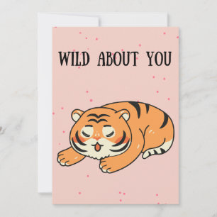 Wild Over Jou cartoon Tijger Valentijnsdag Feestdagenkaart