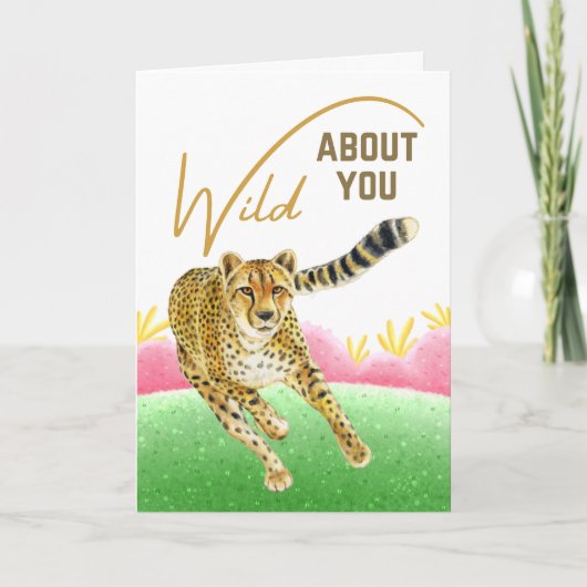 Wild over jou Cheetah Spring Meadow Valentijn Kaart (Voorkant)