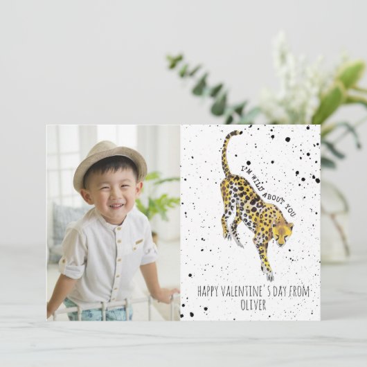 Wild Over jou Cheetah Valentijn Foto Kaart (Staand voorkant)