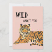 Wild Over Jou Jungle Tijger Valentijnsdag  Feestdagenkaart (Voorkant)