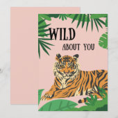 Wild over jou jungle Tijger Valentijnsdag  Feestdagenkaart (Voorkant / Achterkant)