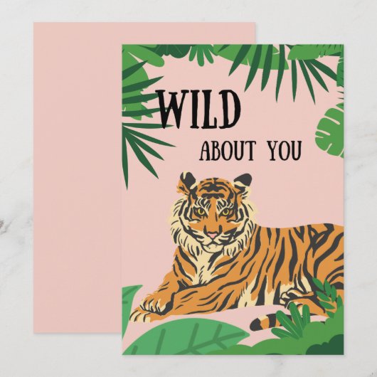 Wild over jou jungle Tijger Valentijnsdag  Feestdagenkaart (Voorkant / Achterkant)