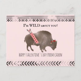 Wild over jou klaslokaal Valentijn Buffalo Cupido Briefkaart