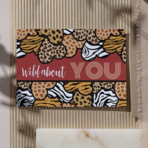 Wild Over Jou Rood Dierenprint Harten Valentijnsda Feestdagenkaart