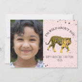 Wild Over Jou Tijger Roze Valentijnsfoto Kaart (Voorkant)