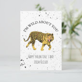 Wild Over jou Tijger School Foto Witte Valentijn Kaart (Staand voorkant)