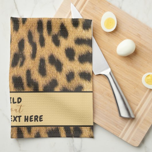 WILD OVER JOUW TEKST Leopard Print Custom Theedoek (Quarter Fold)