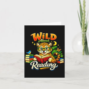 Wild over lezen boek jachtluipaard dier print jong kaart