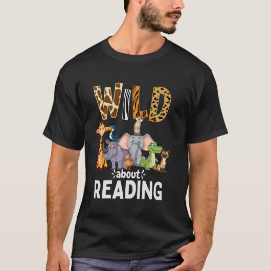 Wild over lezen, boeken lezen en bladwijzer t-shirt (Voorkant)
