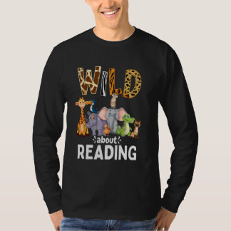 Wild over lezen, boeken lezen en bladwijzer t-shirt