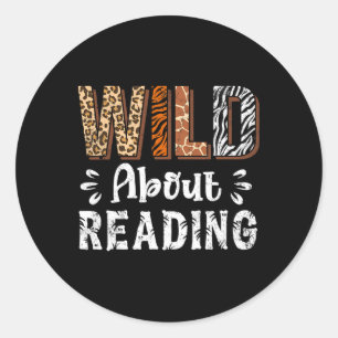 Wild over lezen Boeken Lezer Dieren Luipaard Ronde Sticker