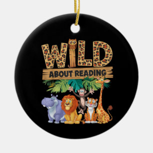 Wild over lezen luipaardprint cute dierentuin dier keramisch ornament