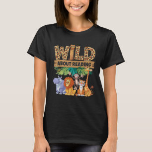 Wild over lezen luipaardprint cute dierentuin dier t-shirt