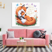 Wild Over Mijn Mama Fox Waterverf Kwekerij Kunst Canvas Afdruk (Insitu (Woonkamer))