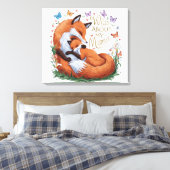 Wild Over Mijn Mama Fox Waterverf Kwekerij Kunst Canvas Afdruk (Insitu (Slaapkamer))