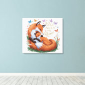 Wild Over Mijn Mama Fox Waterverf Kwekerij Kunst Canvas Afdruk (Insitu (Houten vloer))