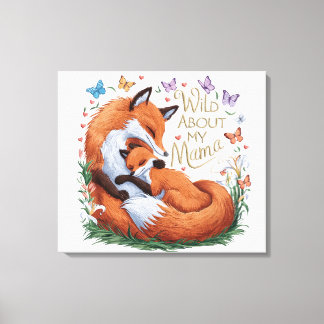 Wild Over Mijn Mama Fox Waterverf Kwekerij Kunst Canvas Afdruk