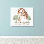 Wild Over Mijn Mama Giraffe Waterverf Kwekerij Kun Canvas Afdruk (Insitu (Houten vloer))