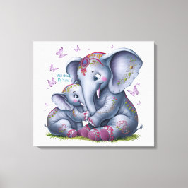 Wild over mijn mama Olifant Aquarel Kinderkamer Ku Canvas Afdruk