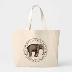 Wild over olifanten grote tote bag