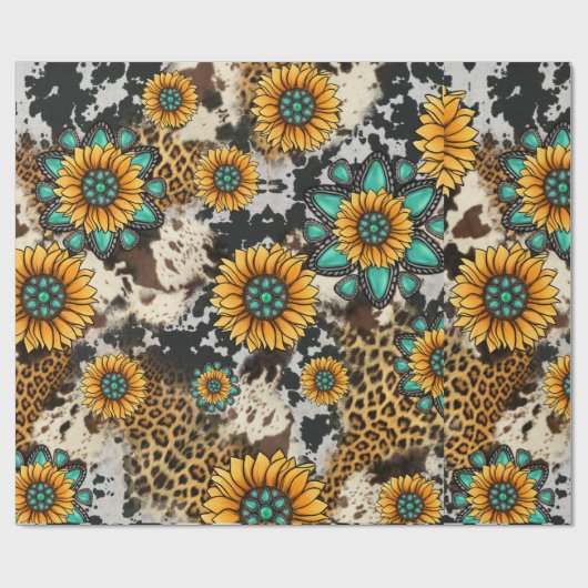 Wild over Pareltjes en zonnebloemen Cadeaupapier (Vlak)