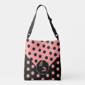 Wild Over Polka Dots_Pink op Black_Personalized Crossbody Tas (Achterkant)