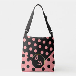 Wild Over Polka Dots_Pink op Black_Personalized Crossbody Tas