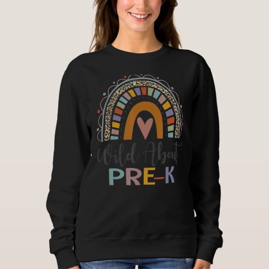 Wild Over Pre K Leopard Boho Rainbow Terug naar sc Trui (Voorkant)