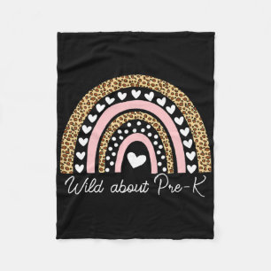 Wild over Pre-k Luipaard Regenboog Leraar Byck Naa Fleece Deken