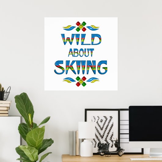 Wild Over Skiing Poster (Thuiskantoor)