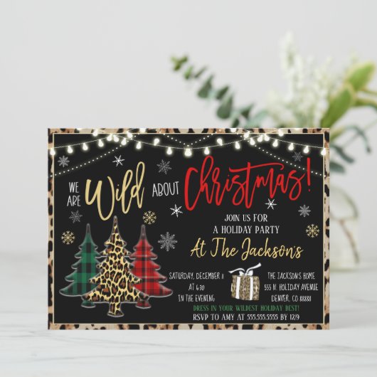 Wild Over uitnodiging voor kerstfeest (Staand voorkant)