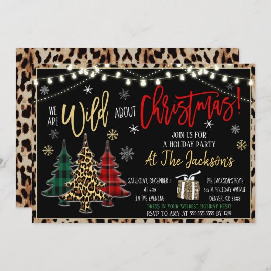 Wild Over uitnodiging voor kerstfeest (Voorkant / Achterkant)