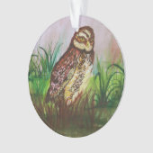 Wild Owl in nature watercolor art Ornament (voorkant)