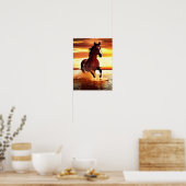 Wild paard dat door de branding galoppeert poster (Keuken)