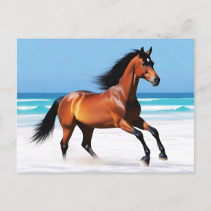 Wild Paard Galloping op een strand Briefkaart