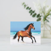 Wild Paard Galloping op een strand Briefkaart (Staand voorkant)