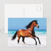 Wild Paard Galloping op een strand Briefkaart (Voorkant / Achterkant)