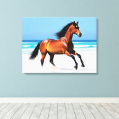 Wild Paard Galloping op een strand Canvas Afdruk (Insitu (Houten vloer))