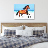 Wild Paard Galloping op een strand Canvas Afdruk (Insitu (Slaapkamer))