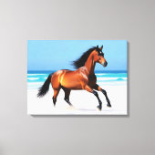 Wild Paard Galloping op een strand Canvas Afdruk (Voorkant)