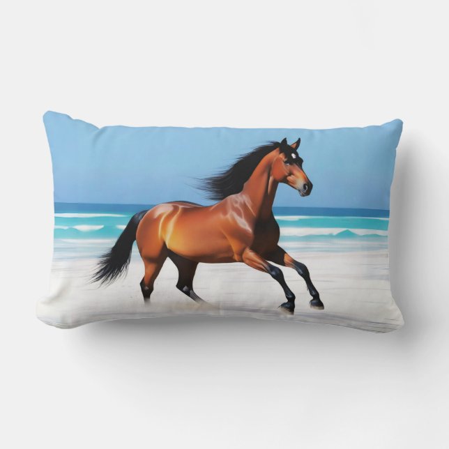 Wild Paard Galloping op een strand Kussen (Voorkant)
