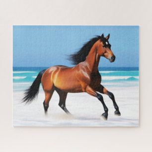 Wild Paard Galloping op een strand Legpuzzel