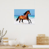 Wild Paard Galloping op een strand Poster (Keuken)