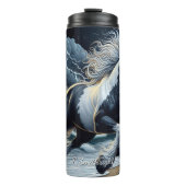Wild paard galopperend op een stormachtig strand thermosbeker (Voorkant)
