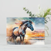 Wild Paard op grasduin bij zonsondergang (Staand voorkant)