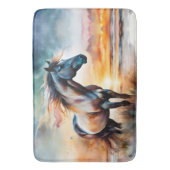 Wild Paard op grasduin bij zonsondergang Badmat (Voorkant Verticaal)