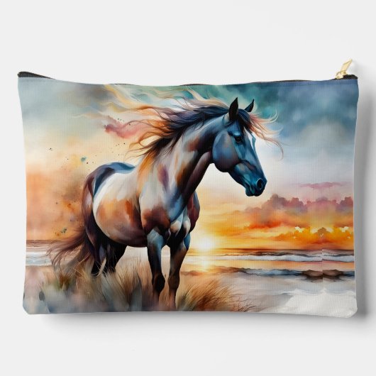 Wild Paard op grasduin bij zonsondergang Etui (Achterkant)