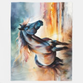 Wild Paard op grasduin bij zonsondergang Fleece Deken (Voorkant)