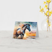 Wild Paard op grasduin bij zonsondergang Kaart (Gele Bloem)